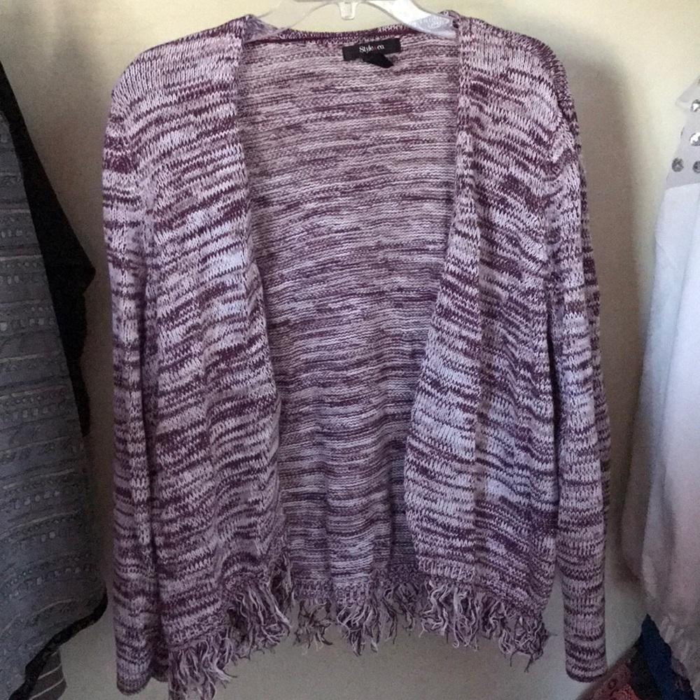 Cute maroon and cream cardigan.